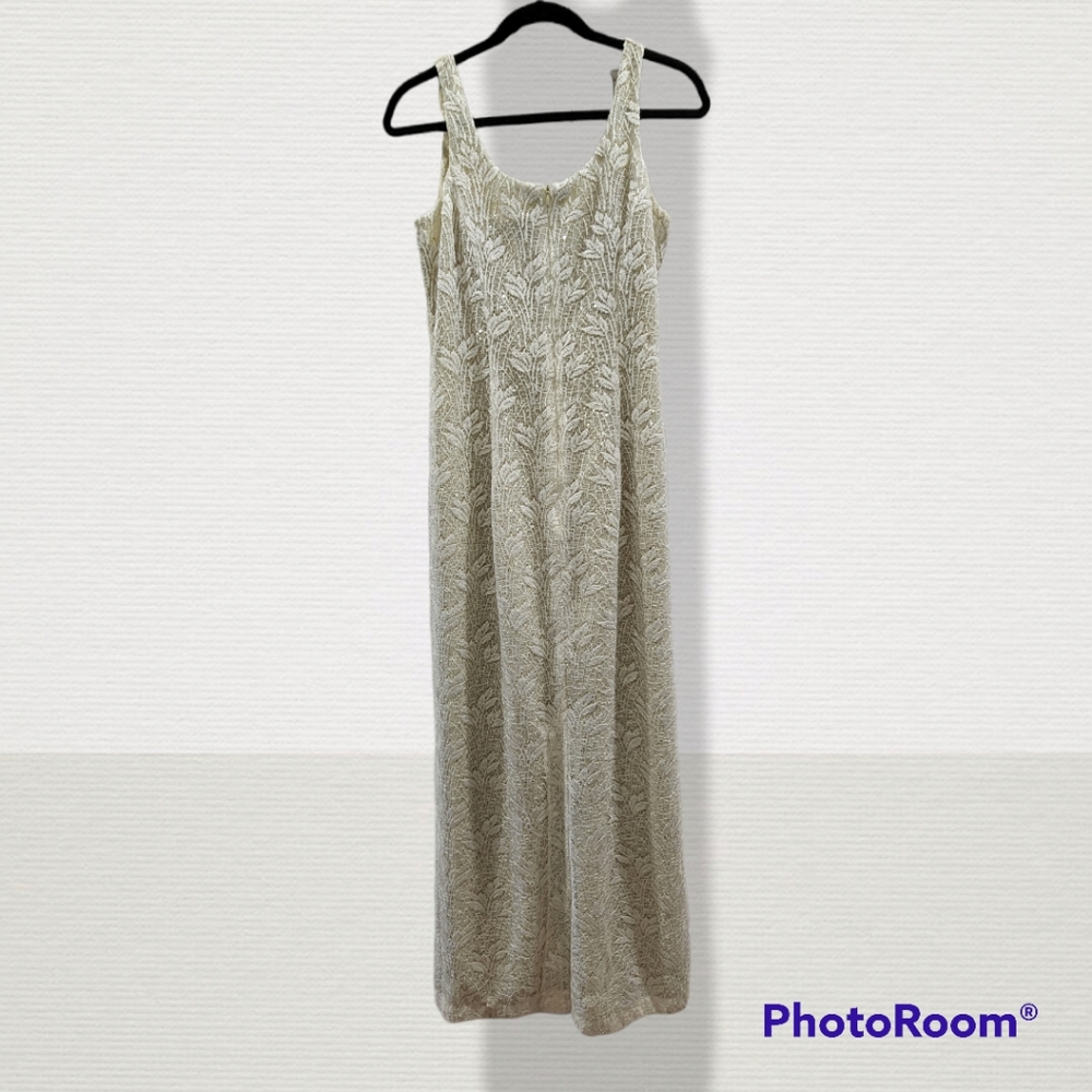 Jessica Hoawrd cream and gold lacy dress, size 6 - Picture 3 of 7